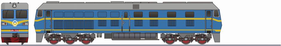 鉄法煤業集団公司　DF4B形7721　試験塗装 (Tiefa Coal Industry Group DF4B)の側面イラスト