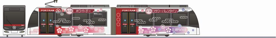 富山地方鉄道　TLR0600系TLR0601編成　「フラワーデー」2022の側面イラスト
