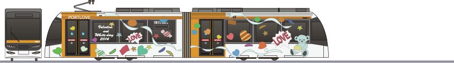 富山ライトレール　TLR0600系TLR603編成　「PORTLOVE2014」の側面イラスト