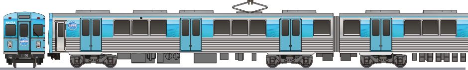 豊橋鉄道　1800系　「なぎさ号」2009の側面イラスト