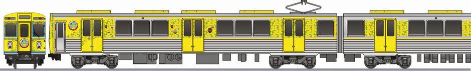 豊橋鉄道　1800系　「なのはな号」2012の側面イラスト