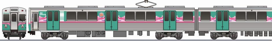 豊橋鉄道 1800系 「しばざくら号」の側面イラスト