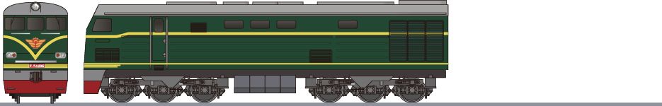 ベトナム国鉄　D16E形 (Vietnam Railways D16E)の側面イラスト