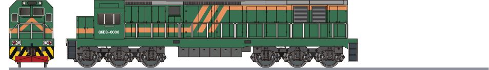 武漢鋼鉄　GKD3B形0006(Wuhan Iron and Steel Group GKD3B)の側面イラスト