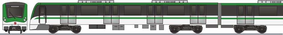 無錫地下鉄　2号線　WXL1形(Wuxi Metro Line2 WXL1)の側面イラスト