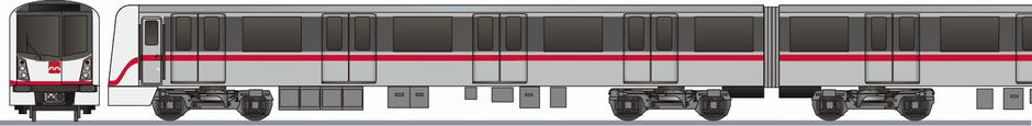 西安地下鉄　2号線　B型車(Xian Metro Line 2 Car)の側面イラスト