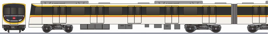 西安地下鉄　8号線　A2型車(Xian Metro Line 8 Car)の側面イラスト