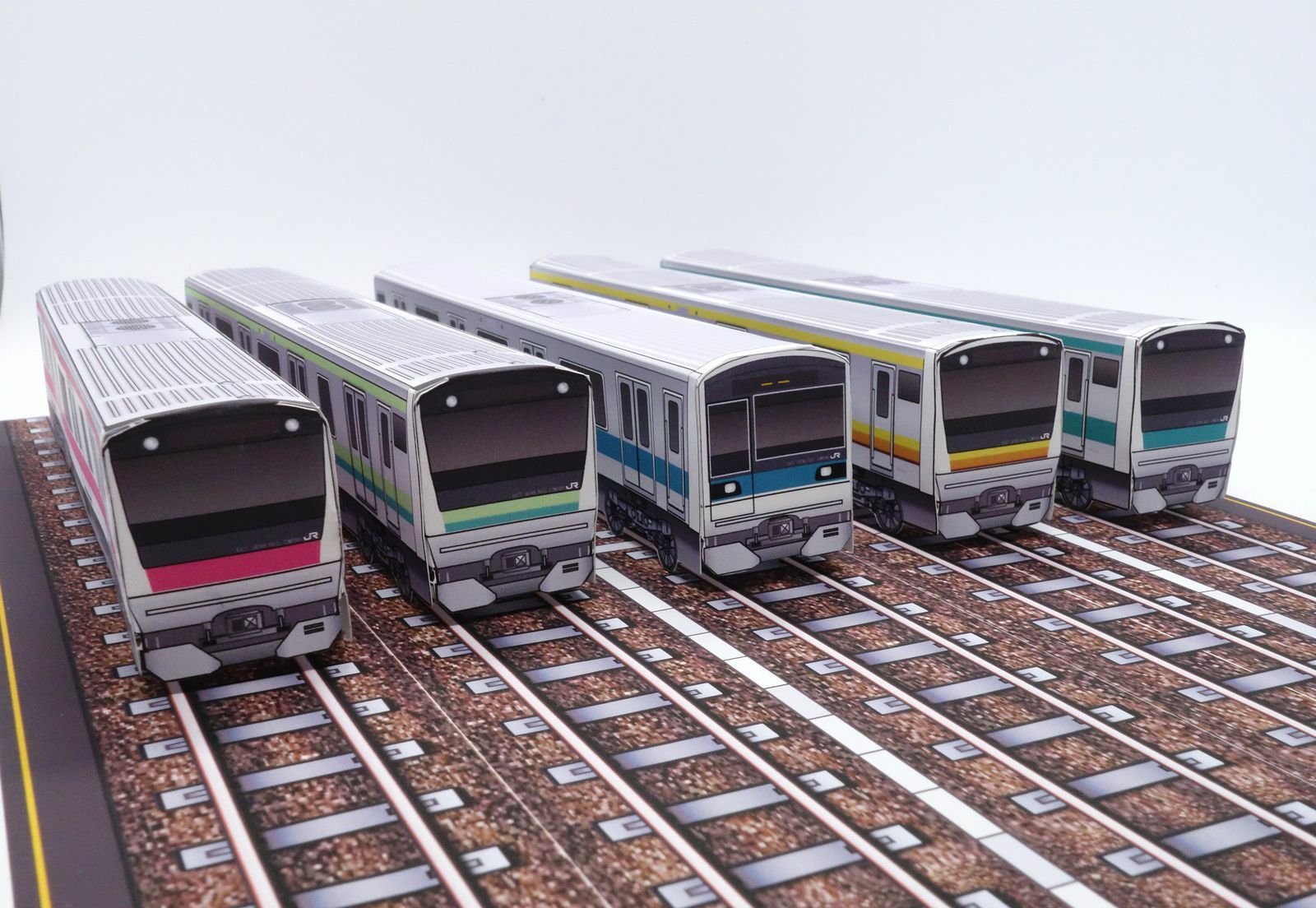 線路　車両基地　5線のペーパークラフト作例